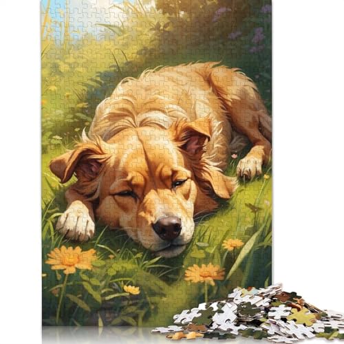 1000 Teile Golden Retriever Traumpuzzle, Schwierigkeitsgrad für Erwachsene, entspannendes Spiel, Spielzeug, 1000 Teile (75 x 50 cm) von POLIUAWS