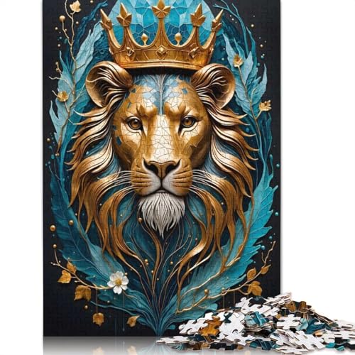 1000 Teile Goldener König der Löwen, Kintsugi für Erwachsene, schwieriges Puzzle aus Papier für Erwachsene, Geschenke zu Heiligabend, 1000 Teile (75 x 50 cm) von POLIUAWS