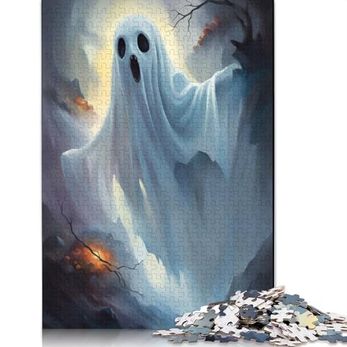 1000 Teile Halloween-Gespenster-Puzzles für Erwachsene, Halloween-Geschenk für Erwachsene, einzigartige Dekorationen und Geschenke, 1000 Teile (38 x 26 cm) von POLIUAWS