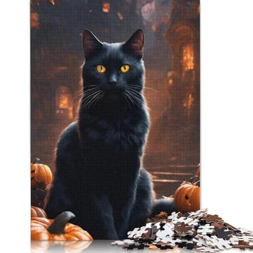 1000 Teile Halloween Kätzchen Erwachsene Puzzle Puzzle für Erwachsene Halloween Geschenk ab 14 Jahren, 1000 Teile (75x50cm) von POLIUAWS