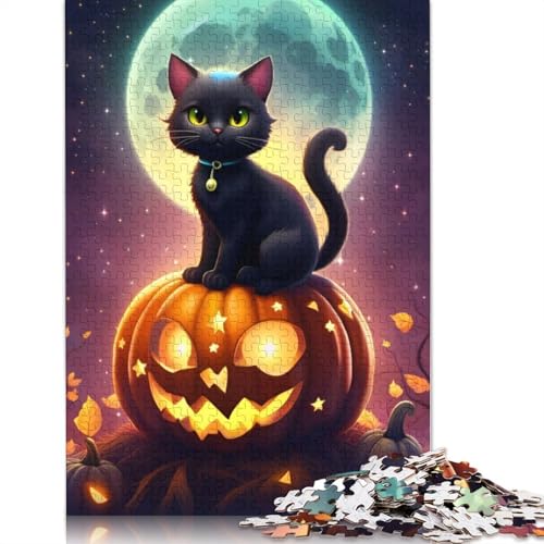 1000 Teile Halloween Kätzchen Puzzle Erwachsene Halloween Geschenk Pädagogisches Spiel Herausforderung Spielzeug 1000 Teile (75x50cm) von POLIUAWS
