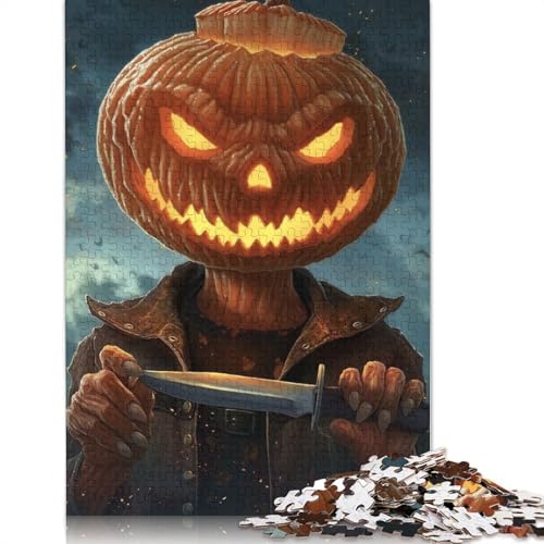 1000 Teile Halloween Kürbis Killer Puzzle für Erwachsene und Jugendliche, Holzpuzzle, Lernspiel, Herausforderung, Spielzeug, Geburtstagsgeschenke, 1000 Teile (75x50cm) von POLIUAWS