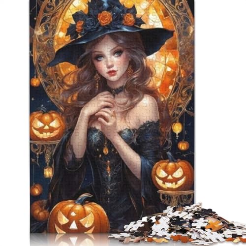 1000 Teile Halloween Puzzle mit Cartoon-Mädchen für Erwachsene, Halloween-Geschenk, Erwachsenenpuzzle, Heimdekoration, 1000 Teile (75 x 50 cm) von POLIUAWS