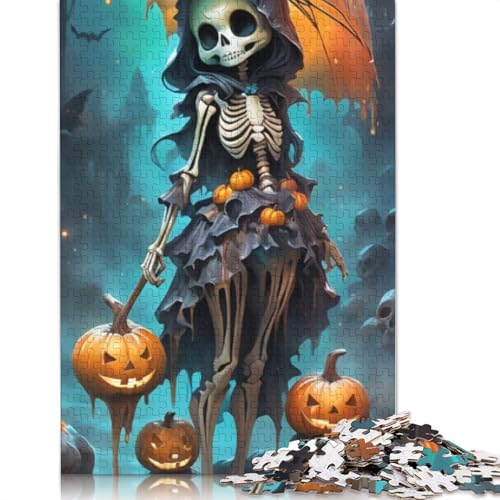 1000 Teile Halloween Skelett Puzzle Erwachsene Puzzle Halloween Geschenk für Erwachsene, einzigartige Puzzles für Heimdekoration und Geschenke, 1000 Teile (38x26cm) von POLIUAWS