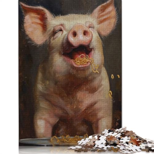 1000 Teile Happy Pig Ramen Noodles Puzzles Schwierigkeitsgrad Puzzles Lernspiele Spielzeug 1000 Stück (75x50cm) von POLIUAWS