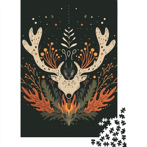 1000 Teile Hirschkopf-Puzzles für Erwachsene und Jugendliche, Puzzle für Erwachsene, Lernspiel, Herausforderung, Spielzeug, 1000 Teile (38 x 26 cm) von POLIUAWS