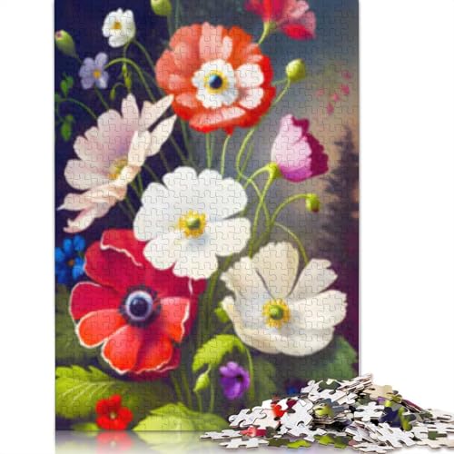 1000 Teile Holzpuzzle Anemonenblumen für Erwachsene, Weihnachtsgeschenke, Lernspiel, Herausforderung, Spielzeug, 1000 Teile (75x50cm) von POLIUAWS