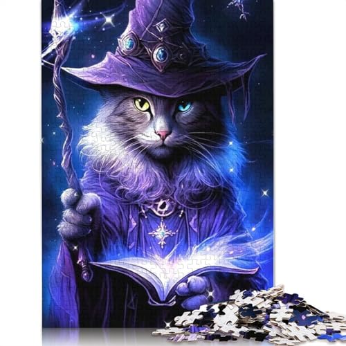 1000 Teile Holzpuzzle Halloween Zauberer Katze Erwachsene Weihnachtsgeschenke Lernspiel Herausforderung Spielzeug 1000 Teile (75x50cm) von POLIUAWS