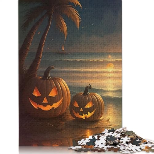 1000 Teile Holzpuzzle für Erwachsene, Halloween-Kürbis, Weihnachtsgeschenke, 1000 Teile (75 x 50 cm) von POLIUAWS