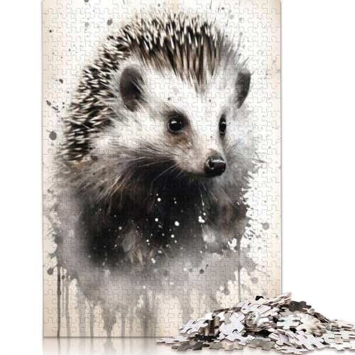 1000 Teile Igel-Schönheits-Aquarell-Puzzle, Schwierigkeitsgrad für Erwachsene, entspannendes Spiel, Spielzeug, 1000 Teile (38 x 26 cm) von POLIUAWS