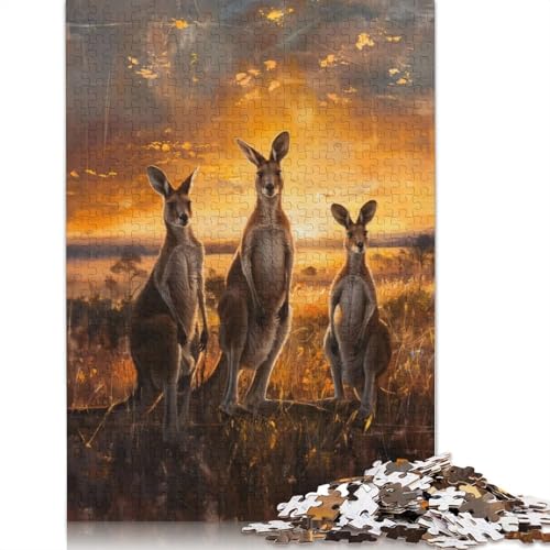 1000 Teile Kängurus Sonnenuntergang Malerei Puzzle Puzzle Schwierigkeitsgrad Puzzle Lernspiel Spielzeug 1000 Stück (38x26cm) von POLIUAWS