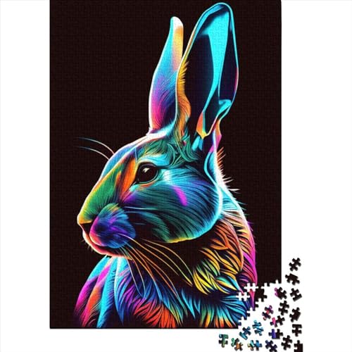 1000 Teile Kaninchen Pop Art Animal445 Puzzle für Erwachsene Halloween Geschenk Pädagogisches Lernspielzeug 1000 Teile (75x50cm) von POLIUAWS
