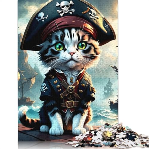 1000 Teile Katzenpiraten-Tierpuzzle, Schwierigkeitspuzzle, Lernspiel, Spielzeug, Familiendekoration, 1000 Teile (75 x 50 cm) von POLIUAWS