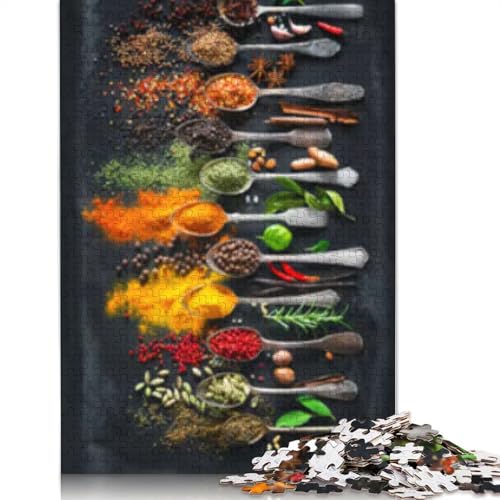 1000 Teile Kräuter und Gewürze für Erwachsene, Halloween-Geschenk, Holzpuzzle für Erwachsene und Jugendliche, 1000-teiliges Lernpuzzle (75 x 50 cm) von POLIUAWS