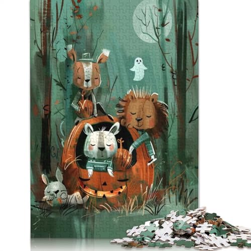 1000 Teile Kürbiswächter – Waldschützer von Halloween Puzzle für Erwachsene, Papierpuzzles für Erwachsene, Teenager, Mann, Frau, Geschenk, 1000 Teile (38 x 26 cm) von POLIUAWS