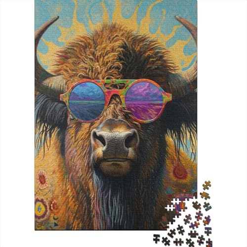 1000 Teile Kuhbrille Puzzle Holzpuzzle für Erwachsene Lernspiel Herausforderung Spielzeug 1000 Teile (75x50cm) von POLIUAWS