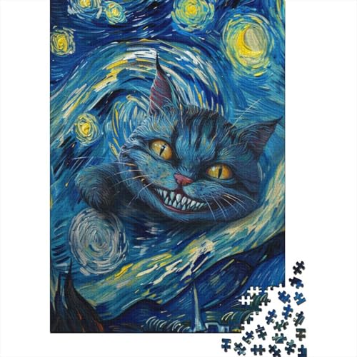 1000 Teile Kunst Puzzle für Erwachsene, böse Katze, Holzpuzzle für Teenager, Weihnachtsgeschenke, pädagogisches Spiel für Erwachsene und Jugendliche, 1000 Teile (75x50cm) von POLIUAWS