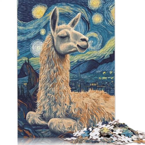 1000 Teile Lama Sternennacht Puzzle Puzzle für Erwachsene Schwierigkeitsgrad Puzzle Lernspiel Spielzeug 1000 Stück (75x50cm) von POLIUAWS