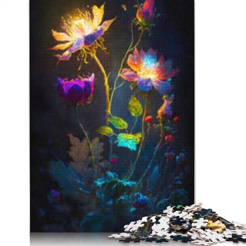 1000 Teile Leuchtende Blumen Puzzle für Erwachsene, Papierpuzzle, Halloween-Geschenke, Erwachsenenpuzzle, Lernspiel, Herausforderung Spielzeug (38x26cm) von POLIUAWS