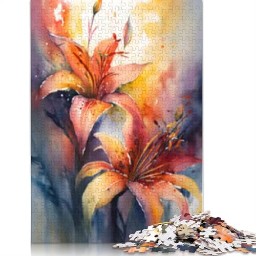 1000 Teile Lilien und gelbe Blumen Puzzle für Erwachsene Halloween Geschenk Holzpuzzle für Erwachsene 1000 Teile (75x50cm) von POLIUAWS