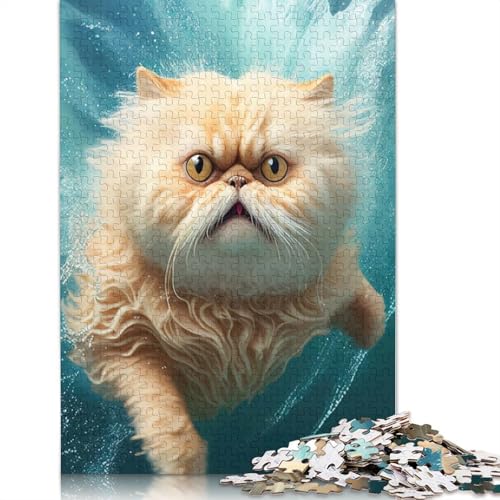 1000 Teile Lustiges Katzenschwimm-Puzzle, Schwierigkeitsgrad für Erwachsene, Lernspielzeug, Spiele, 1000 Teile (75 x 50 cm) von POLIUAWS