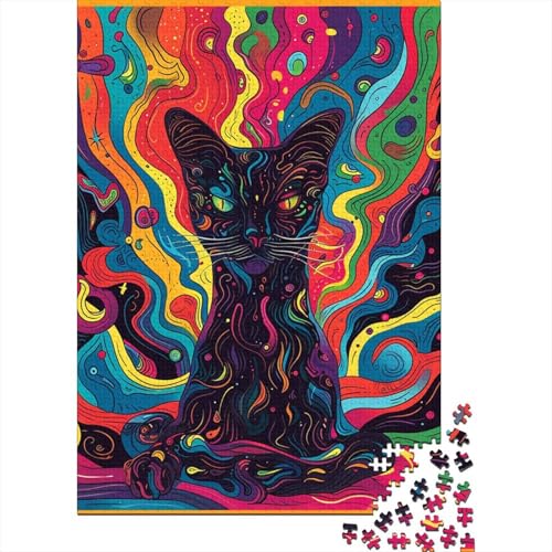 1000 Teile Nette Katzen Puzzle für Erwachsene, Holzpuzzle für Erwachsene und Jugendliche ab 12 Jahren, 1000 Teile (75x50cm) von POLIUAWS