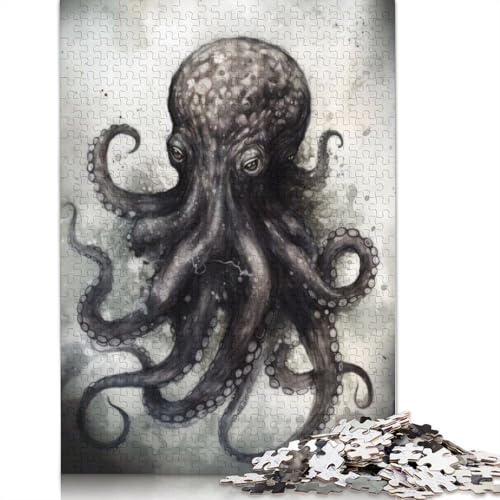 1000 Teile Octopus Beauty Aquarell-Puzzles, Schwierigkeitsgrad für Erwachsene, entspannende Spiele, Spielzeug, 1000 Stück (38 x 26 cm) von POLIUAWS