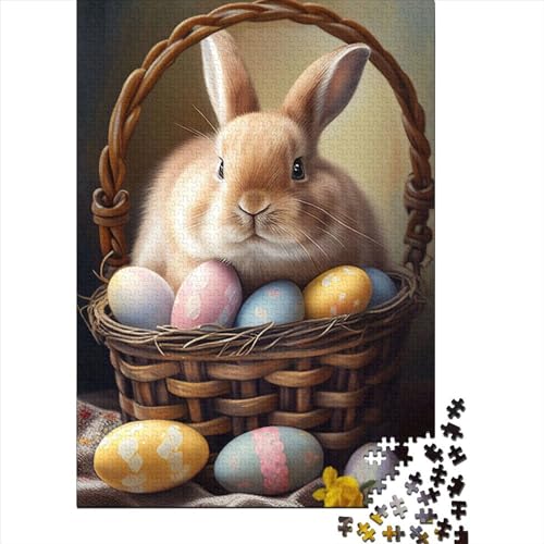 1000 Teile Osterhase Puzzle für Erwachsene Teenager Holzpuzzle Lernspiel Spielzeug Geburtstagsgeschenk 1000 Teile (75x50cm) von POLIUAWS