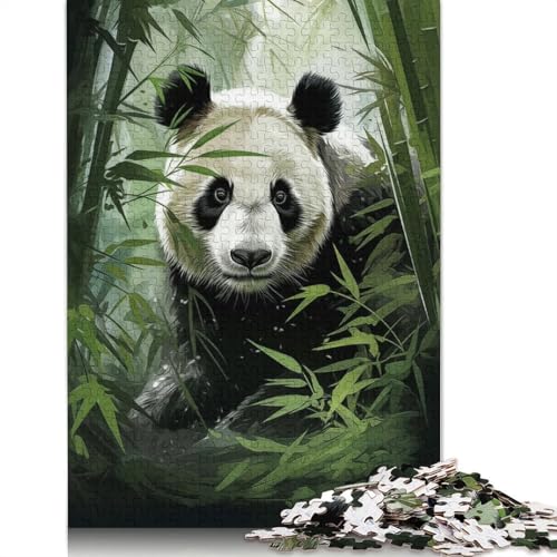 1000 Teile Panda in Bambus Bliss Puzzles, Schwierigkeitsgrad für Erwachsene, entspannende Spiele, Spielzeug, 1000 Teile (38 x 26 cm) von POLIUAWS