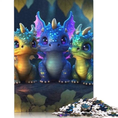 1000 Teile Papierpuzzle mit niedlichen Drachen, Papierpuzzles für Erwachsene und Jugendliche ab 12 Jahren, Weihnachtsgeschenke, 1000 Teile (38 x 26 cm) von POLIUAWS