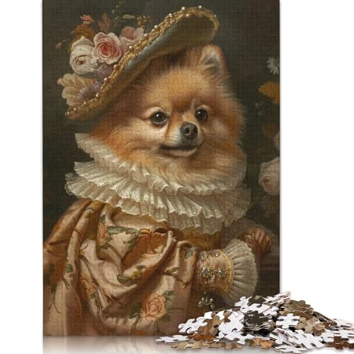 1000 Teile Pomeranian Dog Renaissance Puzzle, Schwierigkeitsgrad Erwachsene, Lernspielzeug, Spiele, 1000 Stück (75 x 50 cm) von POLIUAWS