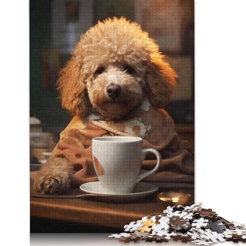1000 Teile Pudel Hund Kaffee Tier Puzzles Erwachsene Schwierigkeitsgrad Puzzles Lernspielzeug Spiele 1000 Stück (75x50cm) von POLIUAWS