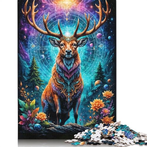 1000 Teile Puzzle „Gekrönter Hirsch des Universums“, Schwierigkeitsgrad Puzzle, Lernspiele, Spielzeug, 1000 Teile (75 x 50 cm) von POLIUAWS