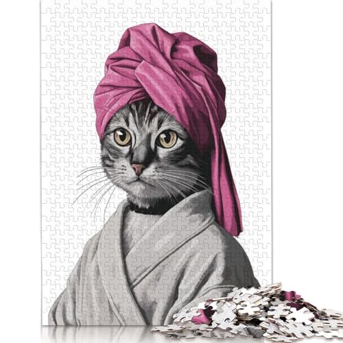 1000 Teile Puzzle „Katze mit Turban“, Schwierigkeitsgrad Puzzle, Lernspiele, Spielzeug, 1000 Teile (75 x 50 cm) von POLIUAWS