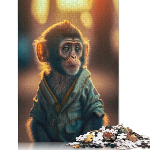 1000 Teile Puzzle „Kleiner AFFE im T-Shirt“, Schwierigkeitsgrad, Lernspiele, Spielzeug, 1000 Teile (38 x 26 cm) von POLIUAWS