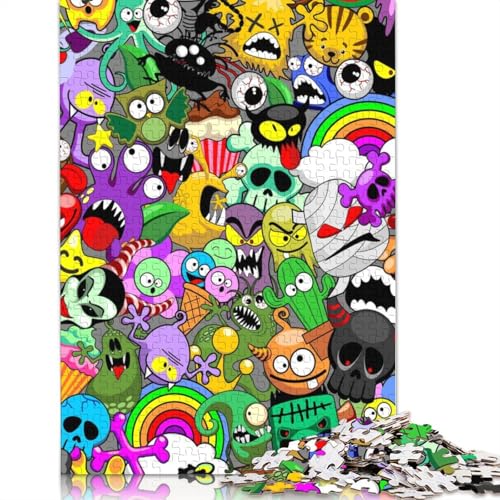 1000 Teile Puzzle Bunte Cartoon-Monster für Erwachsene, Halloween-Geschenk, Papierpuzzle für Erwachsene, 1000 Teile (38 x 26 cm) von POLIUAWS