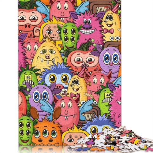 1000 Teile Puzzle Bunte Cartoon-Monster für Erwachsene, Halloween-Geschenk, Puzzle für Erwachsene, einzigartige Dekorationen und Geschenke, 1000 Teile (38 x 26 cm) von POLIUAWS