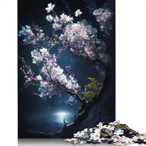 1000 Teile Puzzle Pflaumenblüten für Erwachsene, Holzpuzzle, Halloween-Geschenke, Puzzle für Erwachsene, Lernspiel, Herausforderung Spielzeug, 1000 Teile (75x50cm) von POLIUAWS