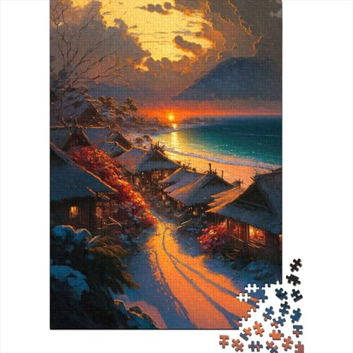 1000 Teile Puzzle Sonnenuntergang über dem Ozean für Erwachsene, Halloween-Geschenk, Lernspielzeug, 1000 Teile (75 x 50 cm) von POLIUAWS
