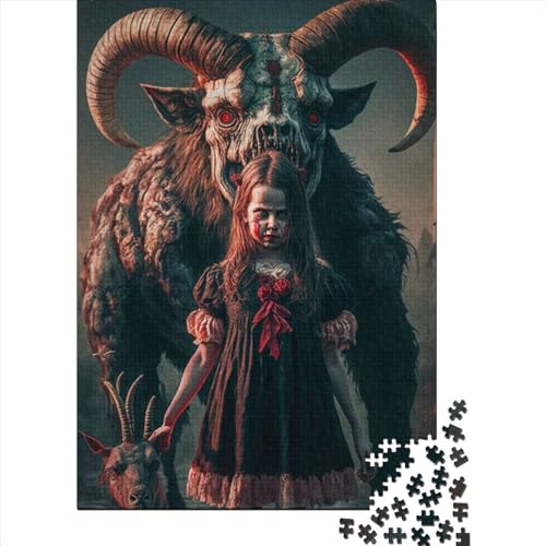 1000 Teile Puzzle Teufel Ziege Erwachsene Halloween Geschenk Erwachsene Puzzle Puzzle für Erwachsene Wohnkultur Puzzle 1000 Teile (75x50cm) von POLIUAWS