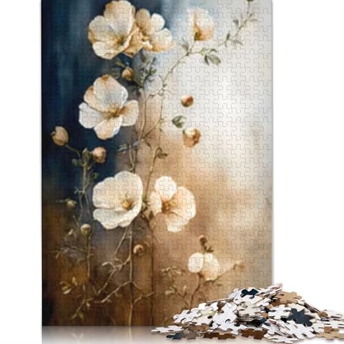 1000 Teile Puzzle für Erwachsene Beige Blumen Puzzle Erwachsene Lernspielzeug Herausforderung Spielzeug (38x26cm) von POLIUAWS