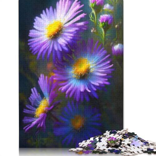 1000 Teile Puzzle für Erwachsene Leuchtende Aster Blumen Papier Puzzle für Erwachsene Lernspiel Herausforderung Spielzeug 1000 Teile (38x26cm) von POLIUAWS
