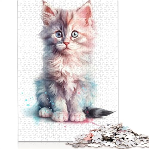 1000 Teile Puzzle mit American Curl Baby Kitten, Schwierigkeitsgrad Puzzle, Lernspiele, Spielzeug, 1000 Teile (75 x 50 cm) von POLIUAWS