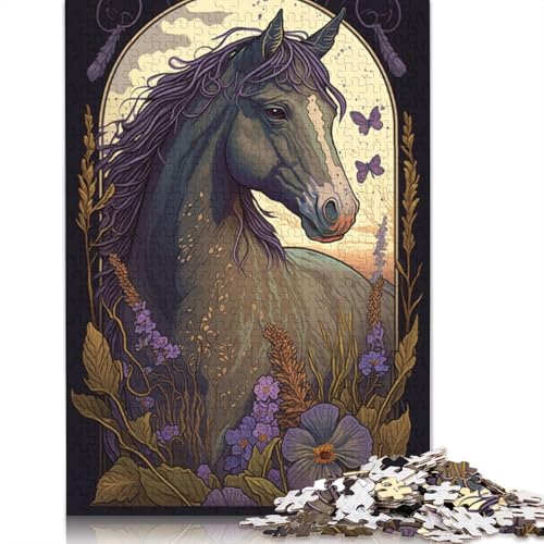 1000 Teile Puzzle mit Pferden und Wildtieren im Jugendstil, Schwierigkeitsgrad Puzzle, Lernspiele, Spielzeug, 1000 Teile (38 x 26 cm) von POLIUAWS