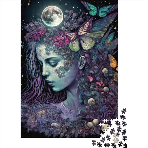 1000 Teile Puzzle mit Rosen und schönen Mädchen für Erwachsene und Teenager, Lernspielzeug aus Holz zum Lernen, 1000 Teile (75 x 50 cm) von POLIUAWS