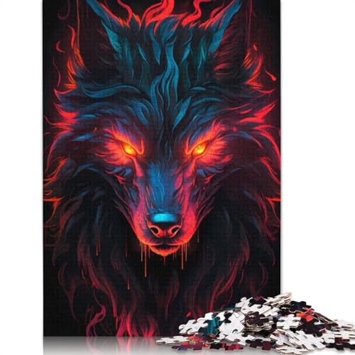 1000 Teile Puzzle mit feurigem Wolfsporträt, Schwierigkeitsgrad, Lernspiele, Spielzeug, 1000 Teile (75 x 50 cm) von POLIUAWS