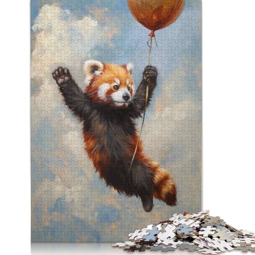 1000 Teile Puzzle mit fliegendem Roter Panda-Ballon, Schwierigkeitsgrad für Erwachsene, entspannendes Spiel, Spielzeug, 1000 Teile (38 x 26 cm) von POLIUAWS