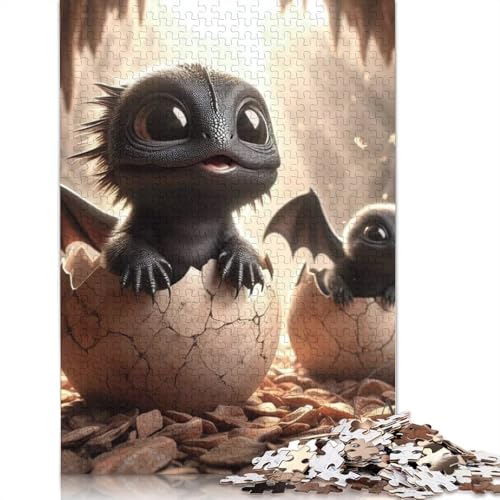 1000 Teile Puzzle mit niedlichen Drachen für Erwachsene, Holzpuzzle, Halloween-Geschenke, Puzzles für Erwachsene, Lernspiel, Herausforderung, Spielzeug, 1000 Teile (75 x 50 cm) von POLIUAWS