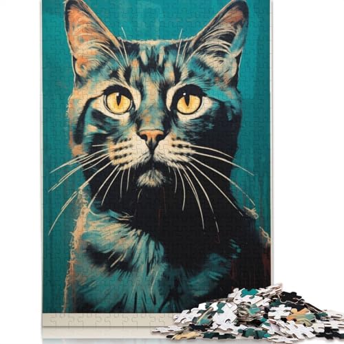 1000 Teile Puzzle mit niedlicher Katze und Tierkunst, Schwierigkeitsgrad, Lernspiele, Spielzeug, 1000 Stück (75 x 50 cm) von POLIUAWS