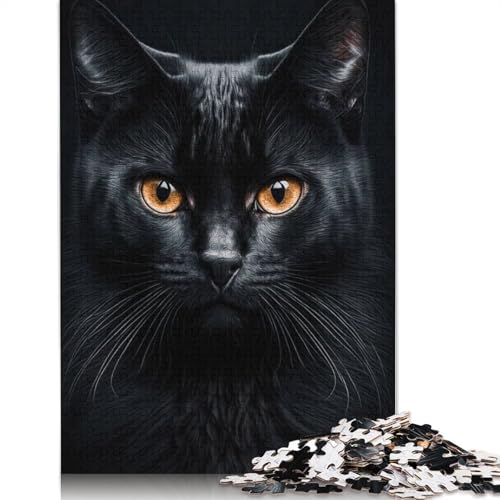 1000 Teile Puzzle mit schwarzer Katze, Poster, Schwierigkeitsgrad, Lernspiele, Spielzeug, 1000 Teile (75 x 50 cm) von POLIUAWS